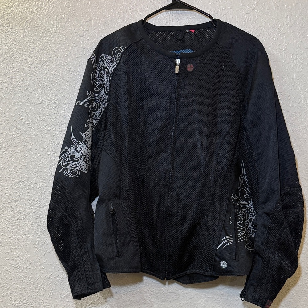 Joe Rocket Black Mesh Motorcycle Jacket with Blue Back Guard